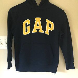 Gap Arch Logo Hooded Sweatshirt, Navy Blue/Yellow, Size M (8-9)